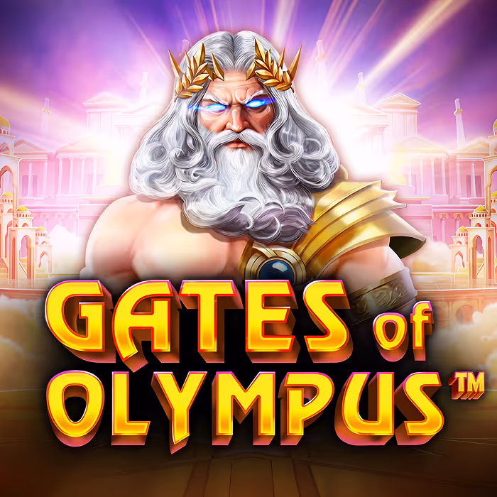 Gates of Olympus slot showing Zeus with multiplier storm